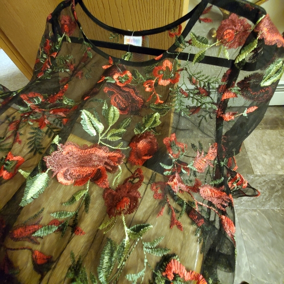 NWT LuLaRoe sheer black red overlay floral maxi dress. - Picture 4 of 4